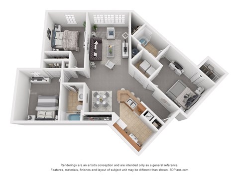 a conceptual drawing of a floor plan with a bedroom and living room